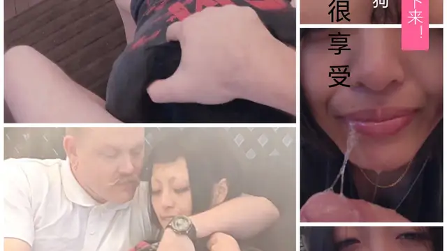 [SM調教]母狗被外教凌辱拽頭髮強制深喉